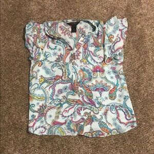 Investments Multicolor Paisley Blouse with Ruffle Sleeves